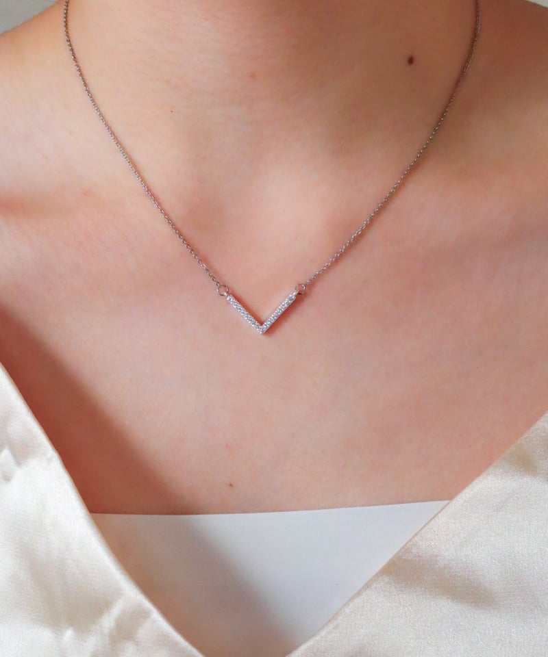 金アレ対応】ジルコニアスマートラインネックレス（シルバー