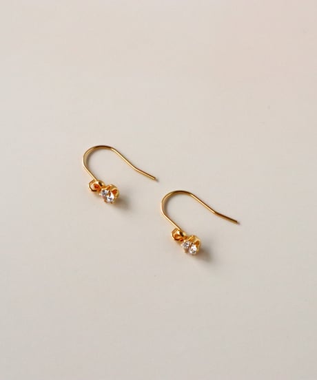 【金アレ対応】Heart & Cupid ジルコニアフックピアス3mm