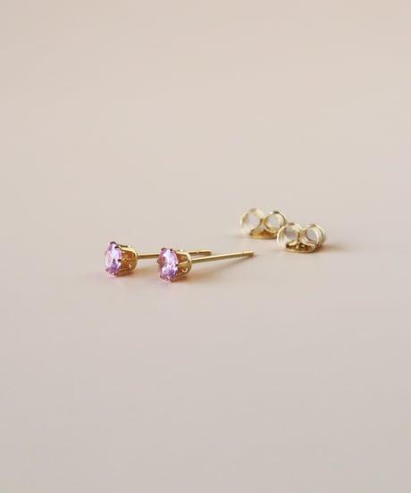 【金アレ対応】桜ジルコニアプチピアス4mm