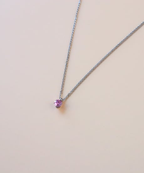 【金アレ対応】桜ピンクジルコニアネックレス 4mm シルバーカラー