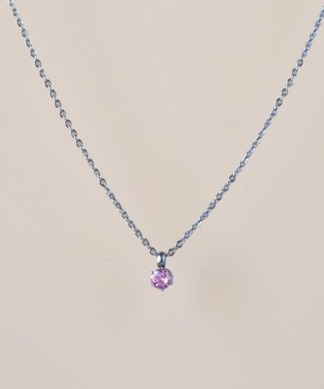 【金アレ対応】桜ピンクジルコニアネックレス 3mm シルバーカラー