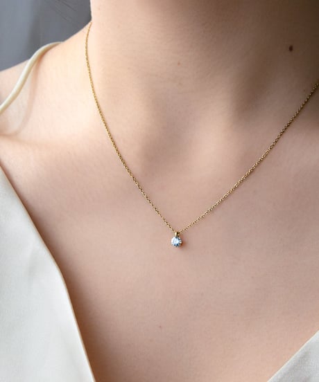 【金アレ対応】Heart & Cupid 一粒ジルコニアネックレス 4mm