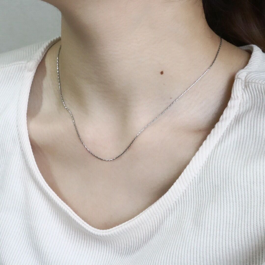 金アレ対応】スキンチェーンネックレス(スエッジチェーン)シルバー 