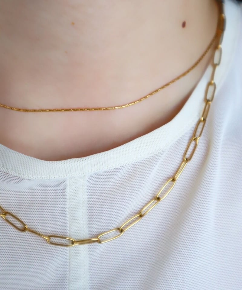 金アレ対応】スクエアデザインチェーンネックレス | mikka