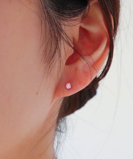 【金アレ対応】桜ピンク ジルコニアプチピアス3mm