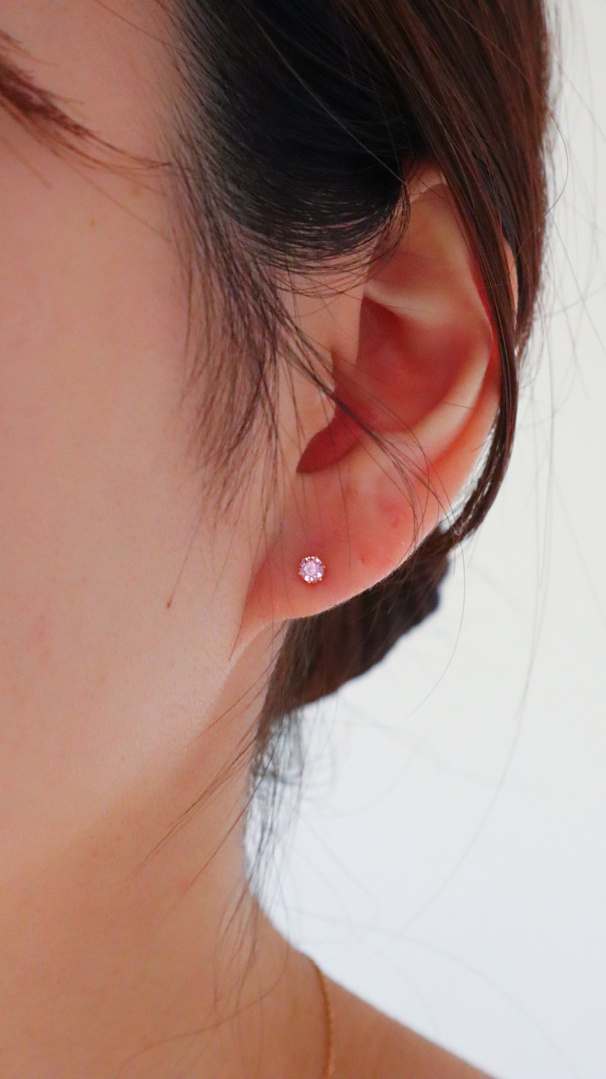 金アレ対応】桜ピンク ジルコニアプチピアス3mm | mikka