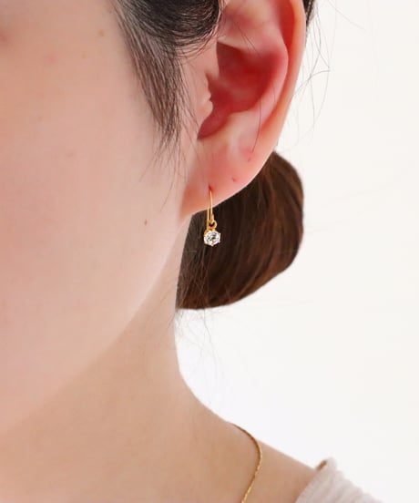 【金アレ対応】Heart & Cupid ジルコニアフックピアス4mm