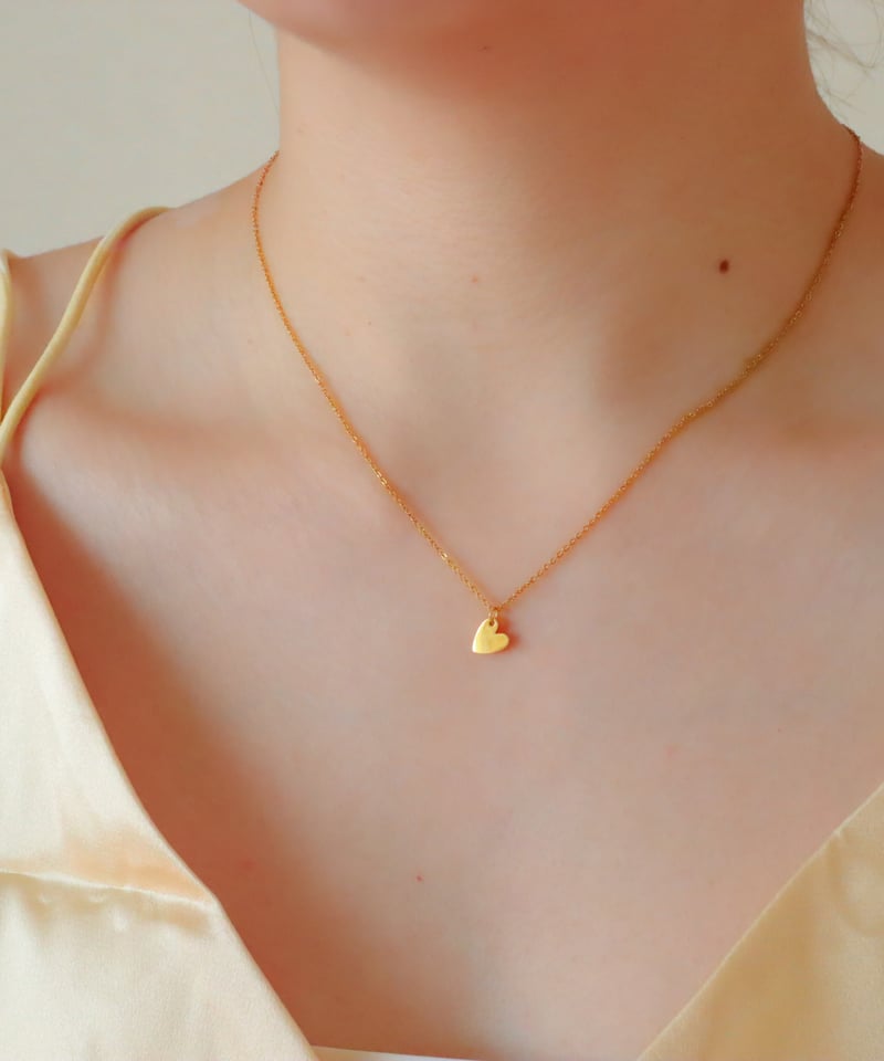 10K Yellow Gold スモールハートチャーム ネックレス 金アレ対応】ハートチャームネックレス | mikka