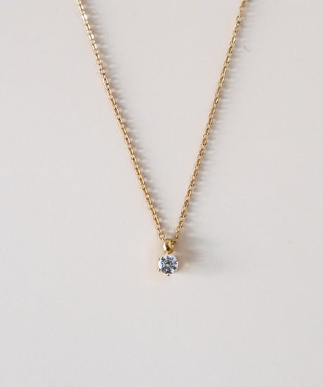 【金アレ対応】Heart & Cupid 一粒ジルコニアネックレス 3mm