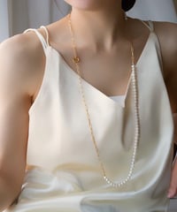 【金アレ対応】淡水パールロングチェーンネックレス