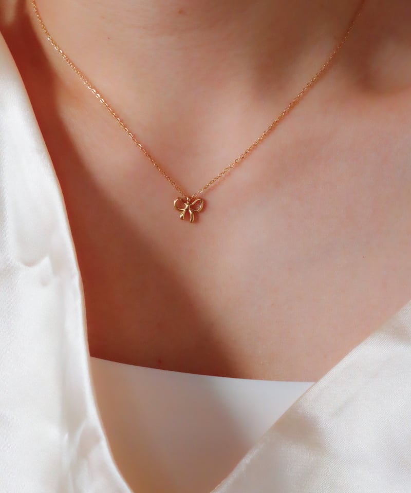 金アレ対応】リボンモチーフネックレス | mikka