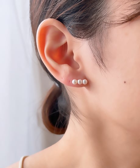 【金アレ対応】3連パールピアス