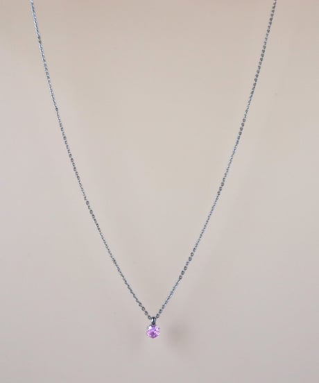 【金アレ対応】桜ピンクジルコニアネックレス 4mm シルバーカラー