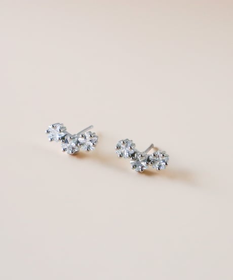【金アレ対応】トリプルスターピアス(シルバーカラー)