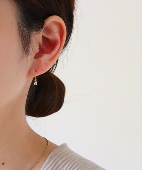 【金アレ対応】Heart & Cupid ジルコニアフックピアス3mm