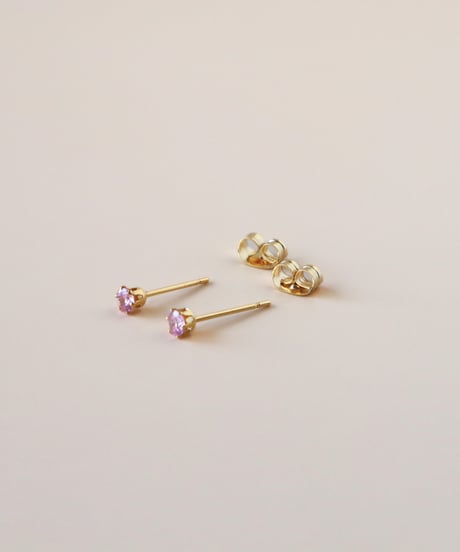 【金アレ対応】桜ピンク ジルコニアプチピアス3mm