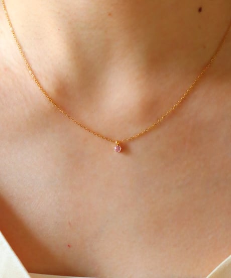 【金アレ対応】桜ピンクジルコニアネックレス 4mm