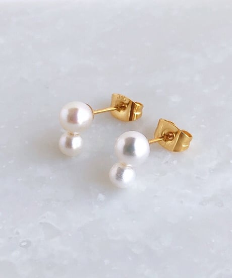 【金アレ対応】淡水パールの雪だるまピアス(イヤリング可)