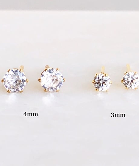 【金アレ対応】Heart & Cupid ジルコニアプチピアス3mm (シルバーカラー)