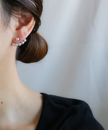 【金アレ対応】ツインパールバックキャッチピアス