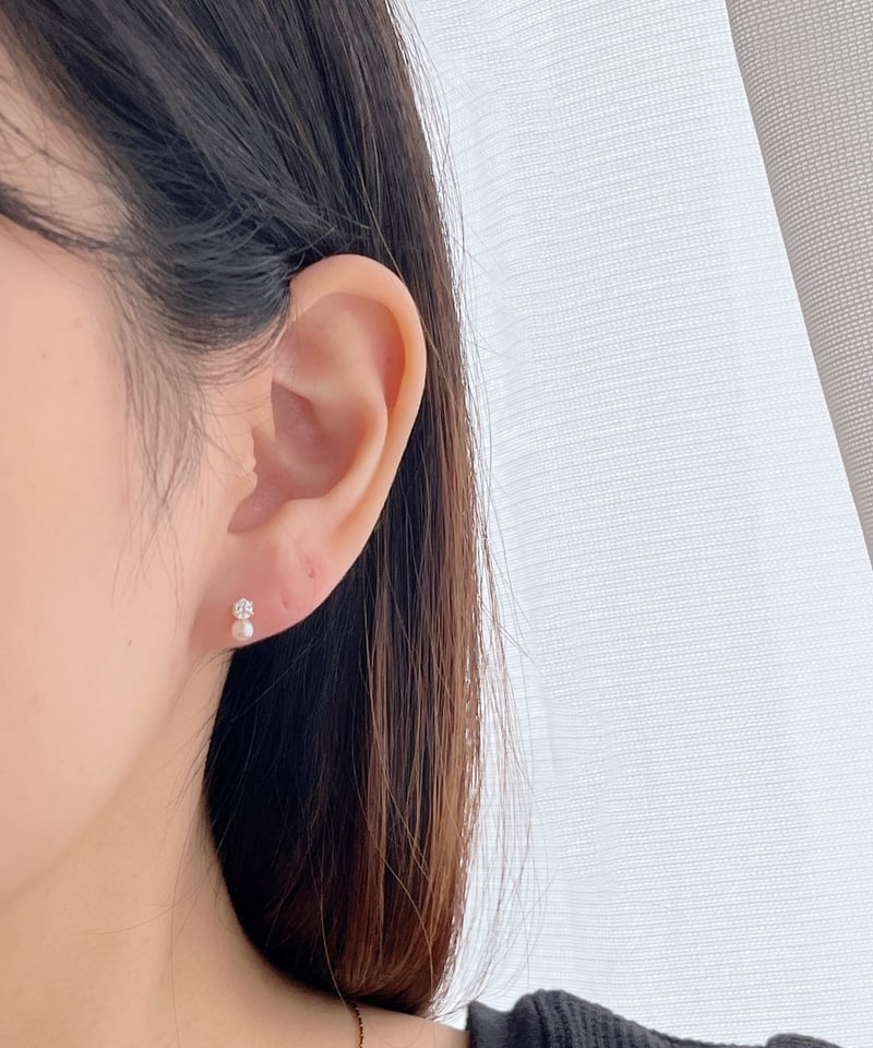 金アレ対応】Heart & Cupid ジルコニアパールピアス 3mm | mikka 金アレ対応】Heart & Cupid ジルコニアパールピアス 3mm | mikka