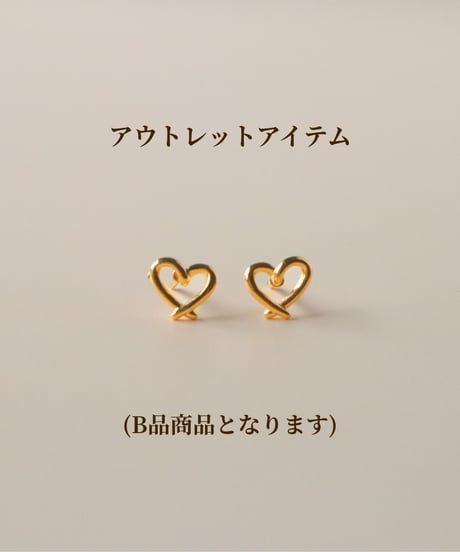 ※B品　【金アレ対応】ニュアンスハートピアス・イヤリング