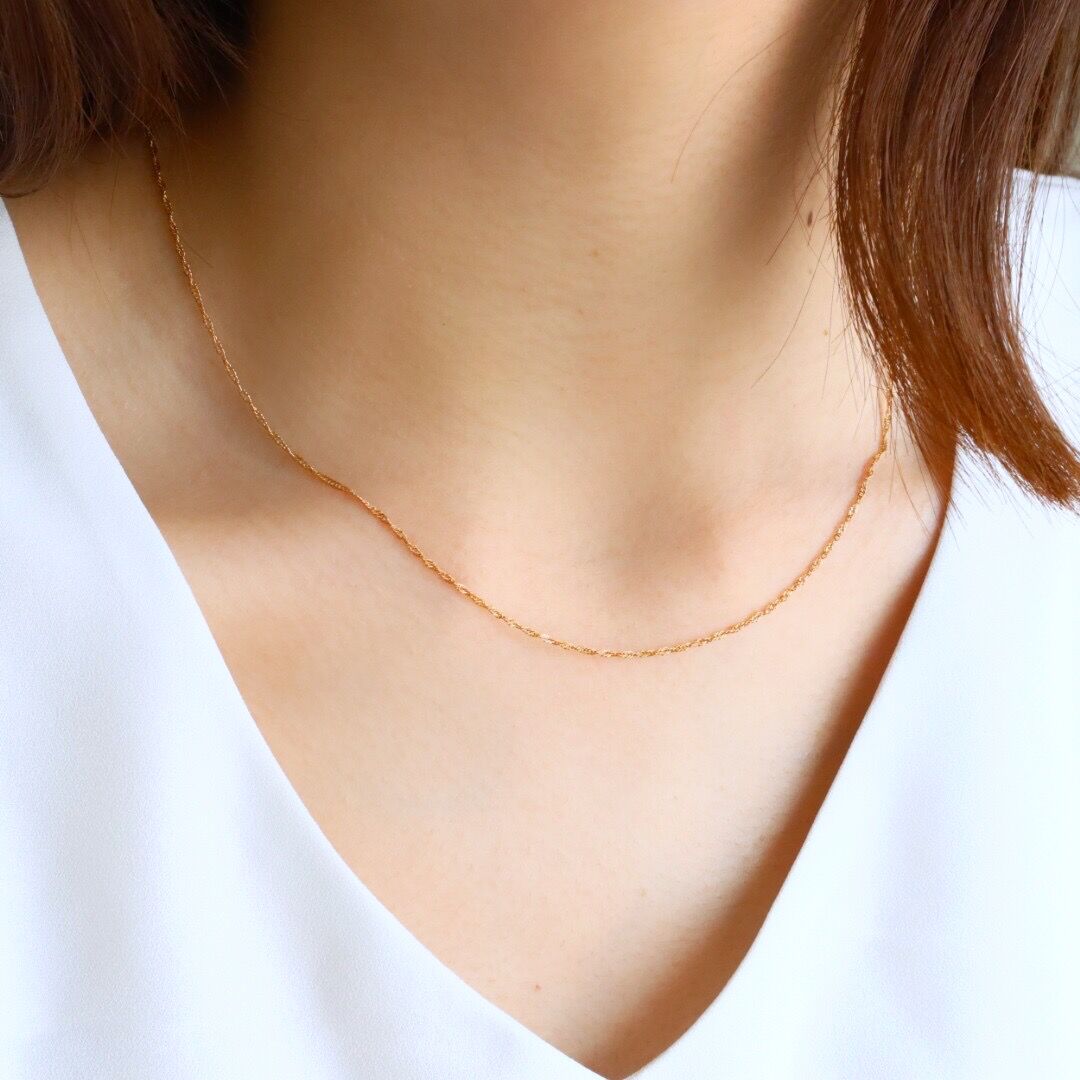 14k スクリューチェーンネックレス 金アレ対応】スキンチェーンネックレス(スクリュー) | mikka