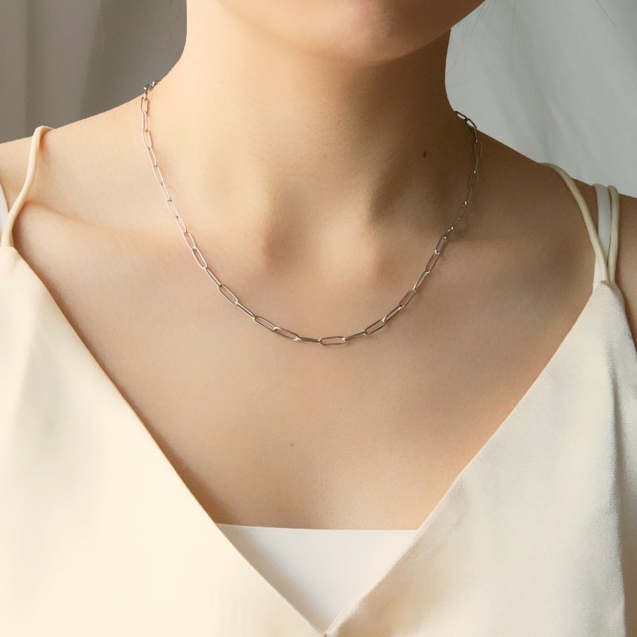 M.U.L. スクエアチェーンネックレスシルバー　新品未使用 金アレ対応】スクエアデザインチェーンネックレスシルバー | mikka