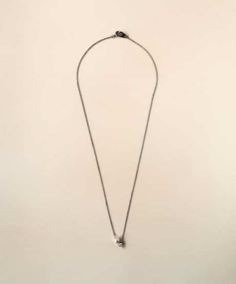 【金アレ対応】Heart & Cupid 一粒ジルコニア&AAA淡水パールネックレス (small)シルバーカラー