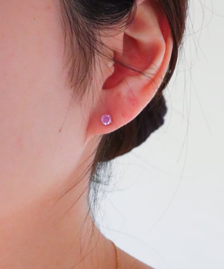 【金アレ対応】桜ジルコニアプチピアス4mm