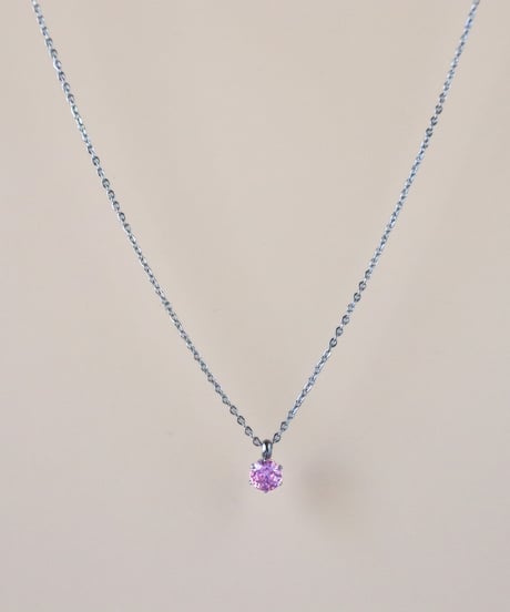 【金アレ対応】桜ピンクジルコニアネックレス 4mm シルバーカラー