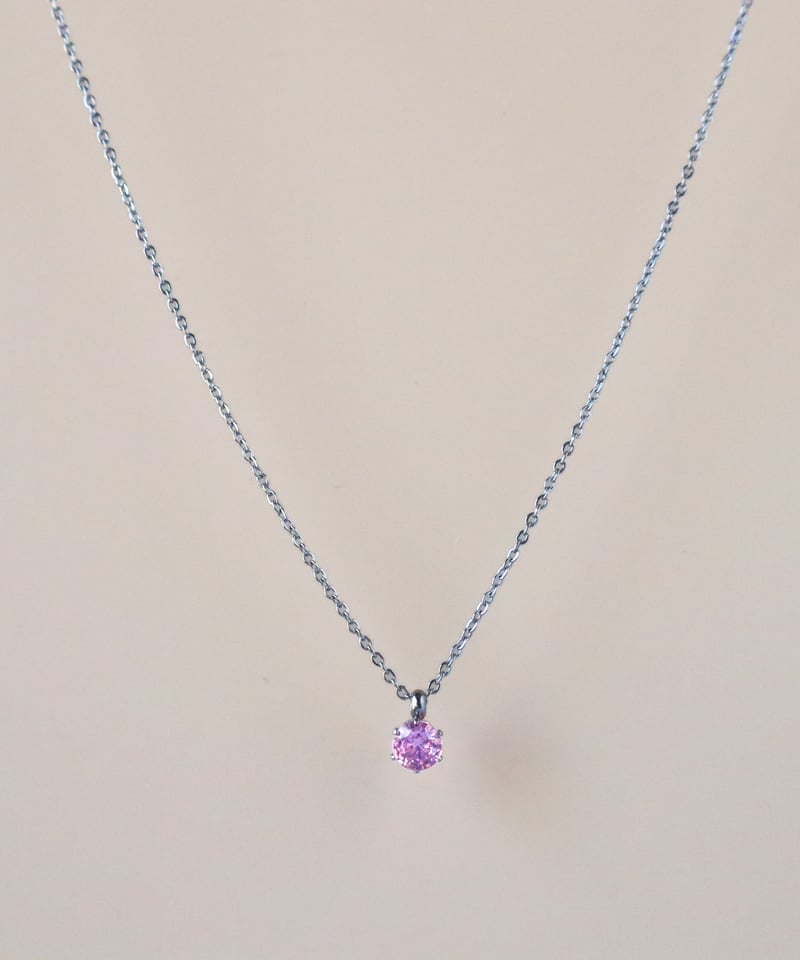 金アレ対応】桜ピンクジルコニアネックレス 4mm シルバーカラー | mikka