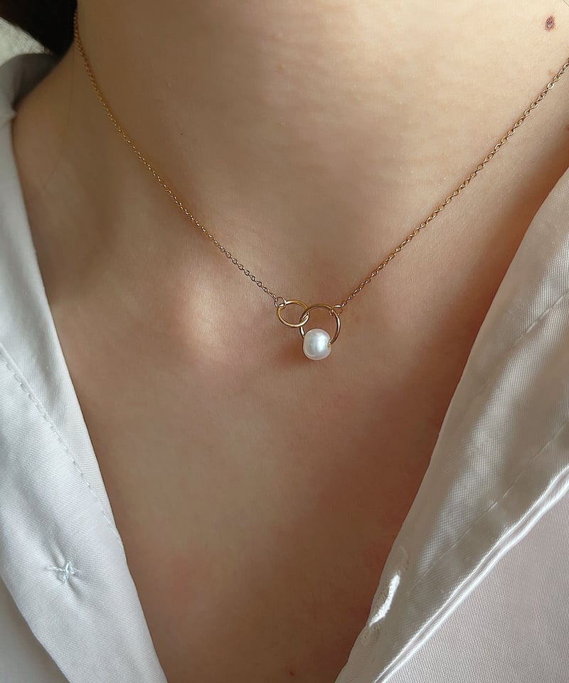 金アレ対応】サークルネックレス(淡水パール) | mikka