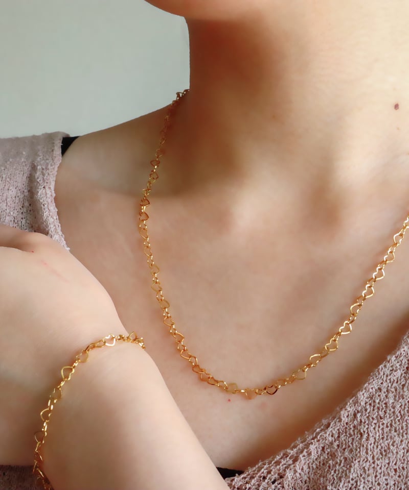 AMI☆ハートデザイン チェーン ネックレス GOLD 金アレ対応】ハートデザインチェーンネックレス | mikka
