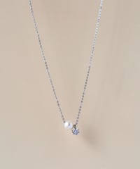 【金アレ対応】Heart & Cupid 一粒ジルコニア&AAA淡水パールネックレス (large)  シルバーカラー