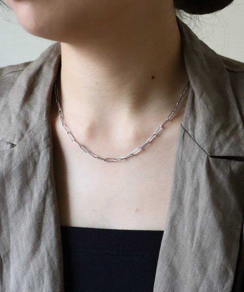 金アレ対応】スクエアデザインチェーンネックレスシルバー | mikka