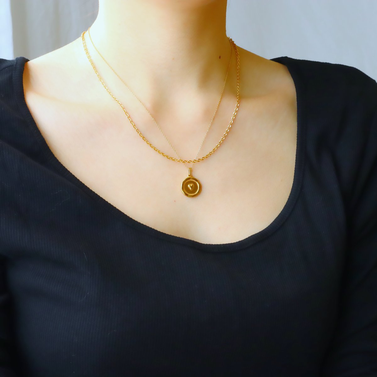 14kgf ハートあずきチェーンネックレス◝✩トップ2個付き♡⃛ 14kgf ハートあずきチェーンネックレス◝✩トップ2個付き♡⃛