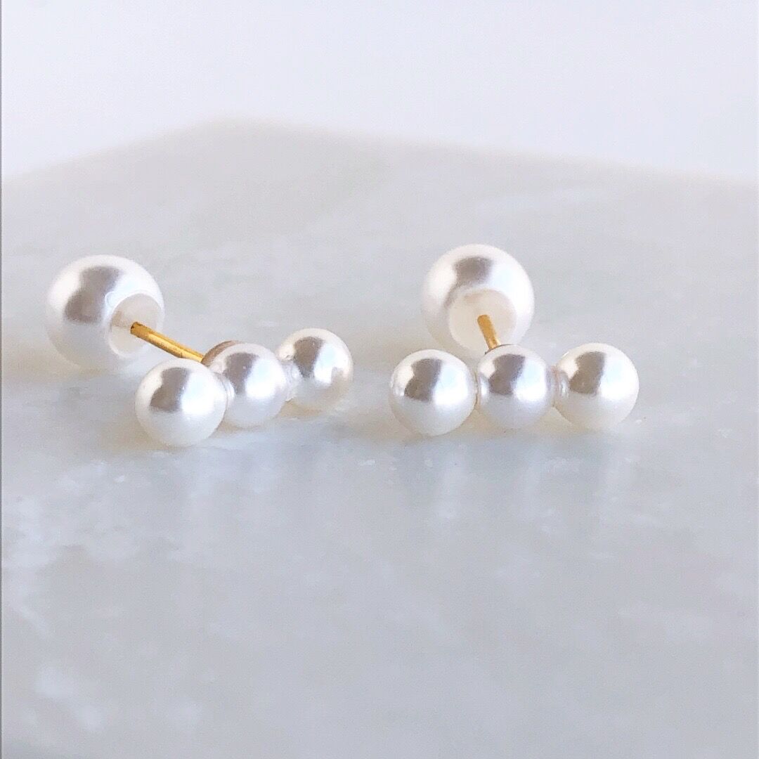 金アレ対応】3連パールピアス | mikka