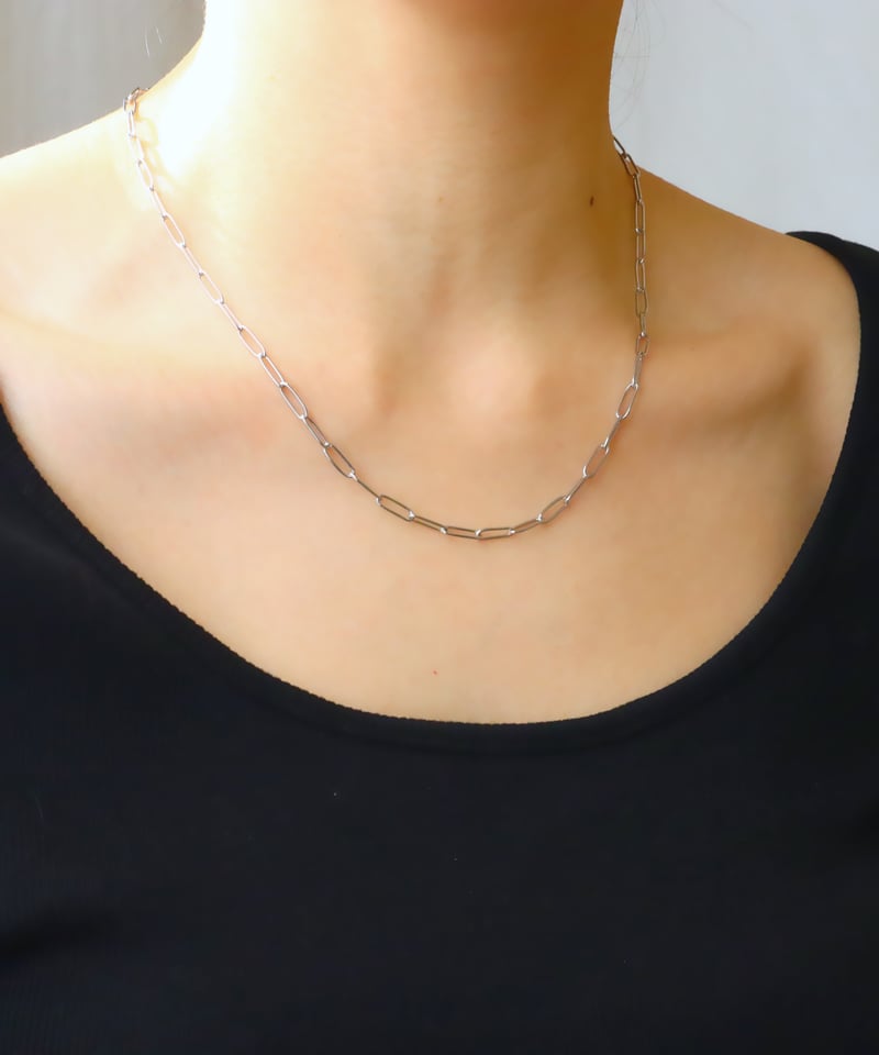 金アレ対応】スクエアデザインチェーンネックレスシルバー | mikka