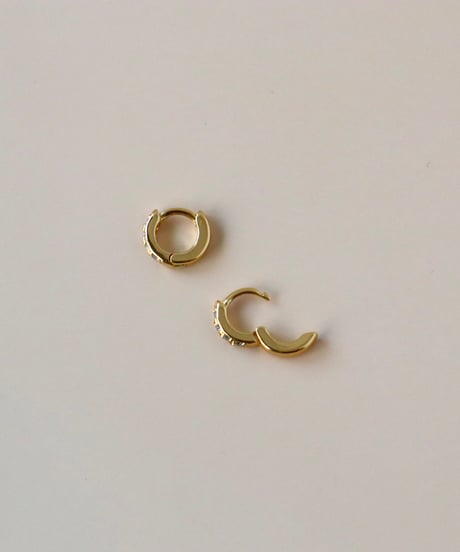 【金アレ対応】プチジルコニアフープピアス