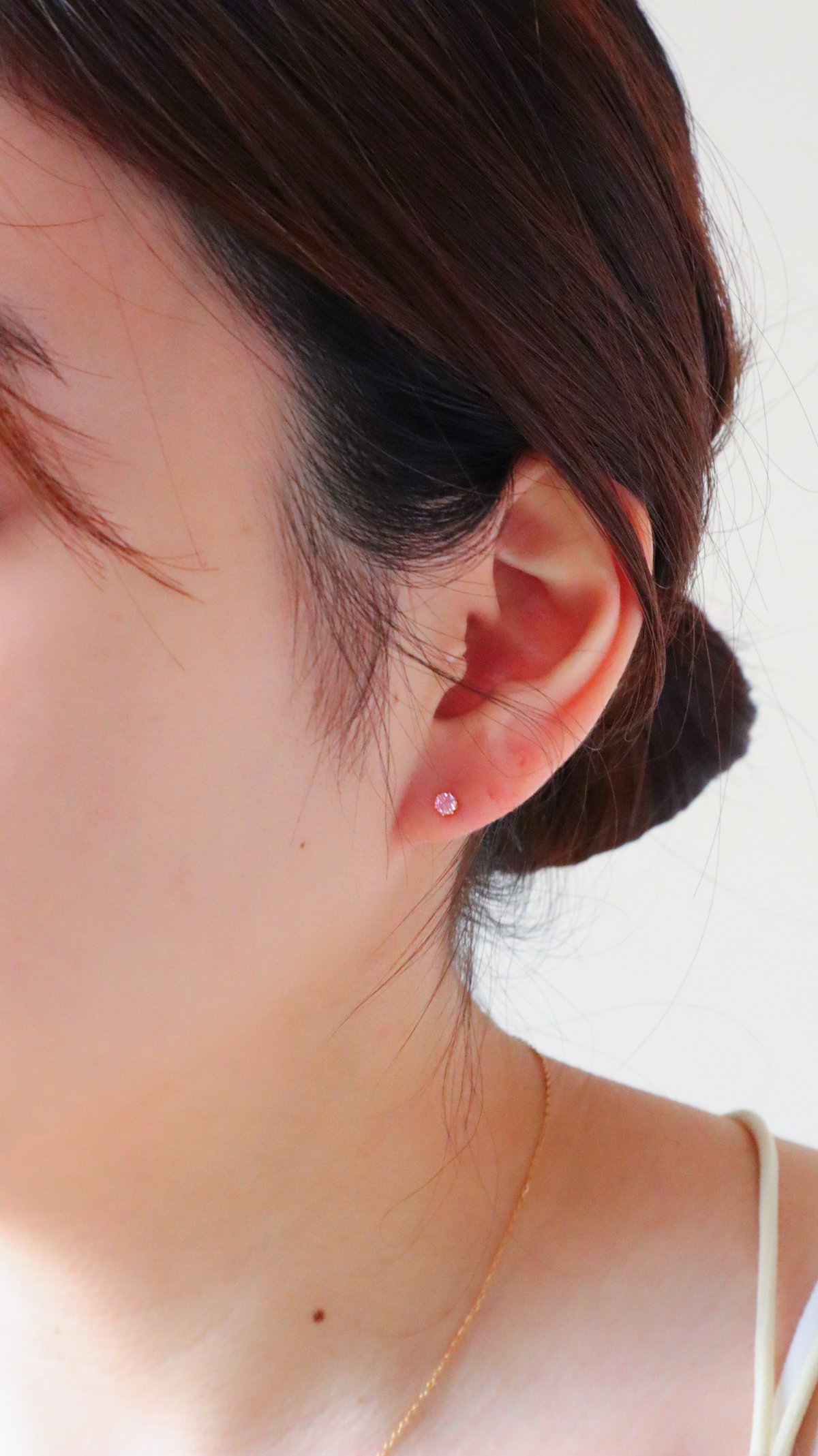 金アレ対応】桜ピンク ジルコニアプチピアス3mm | mikka