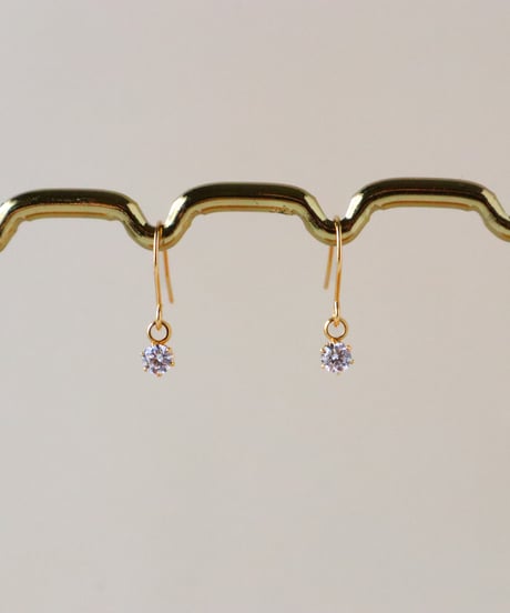 【金アレ対応】Heart & Cupid ジルコニアフックピアス3mm