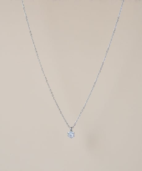 【金アレ対応】Heart & Cupid 一粒ジルコニアネックレス 4mm シルバーカラー