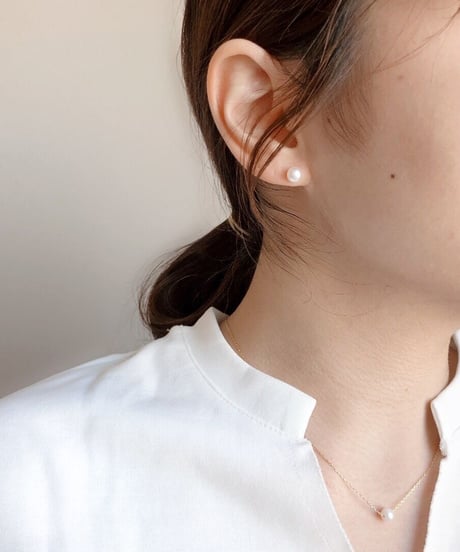 【金アレ対応】淡水パールの一粒ピアス(6mm)