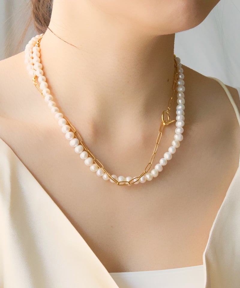 n149e【再入荷✧】淡水パール ロング チェーンネックレス　超高品質　匠の技 n149【再入荷✧】淡水パール ロング チェーンネックレス 超高