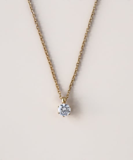 【金アレ対応】Heart & Cupid 一粒ジルコニアネックレス 4mm