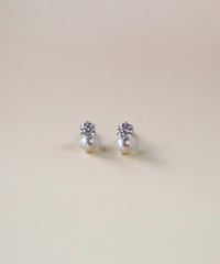 【金アレ対応】Heart & Cupid ジルコニアパールピアス 3mm(シルバーカラー)