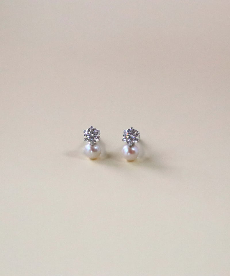金アレ対応】Heart & Cupid ジルコニアパールピアス 3mm(シルバー