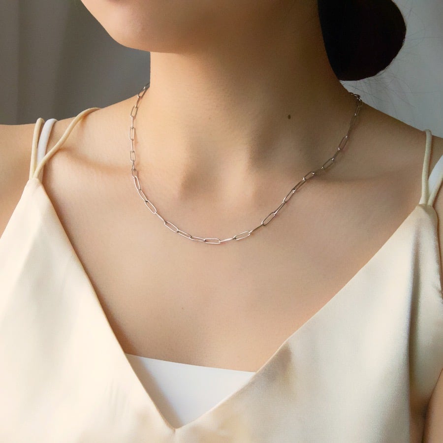 M.U.L. スクエアチェーンネックレスシルバー　新品未使用 金アレ対応】スクエアデザインチェーンネックレスシルバー | mikka