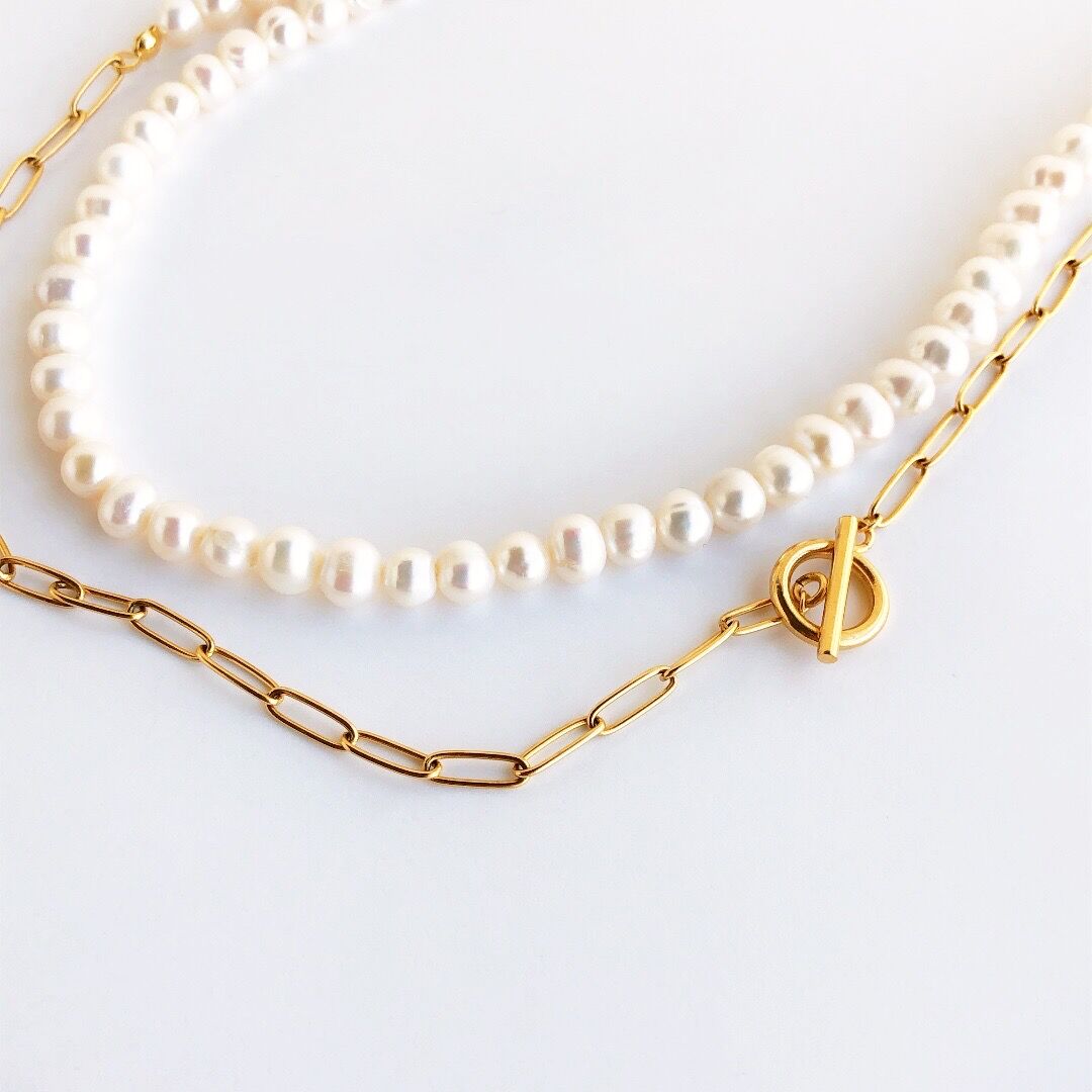 n149e【再入荷✧】淡水パール ロング チェーンネックレス超高